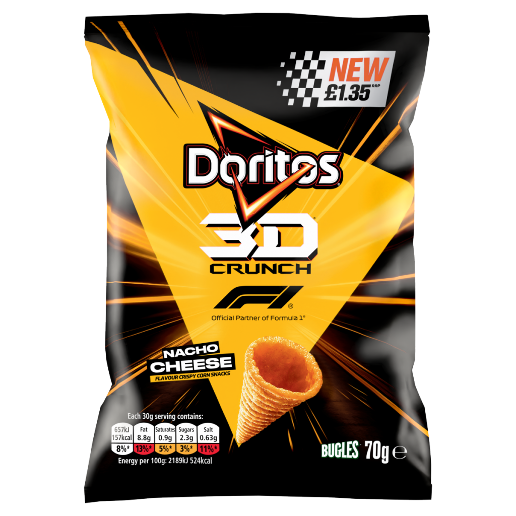 Doritos 3D Crunch Nacho Cheese Crisps 70g PMP RRP £1.35 