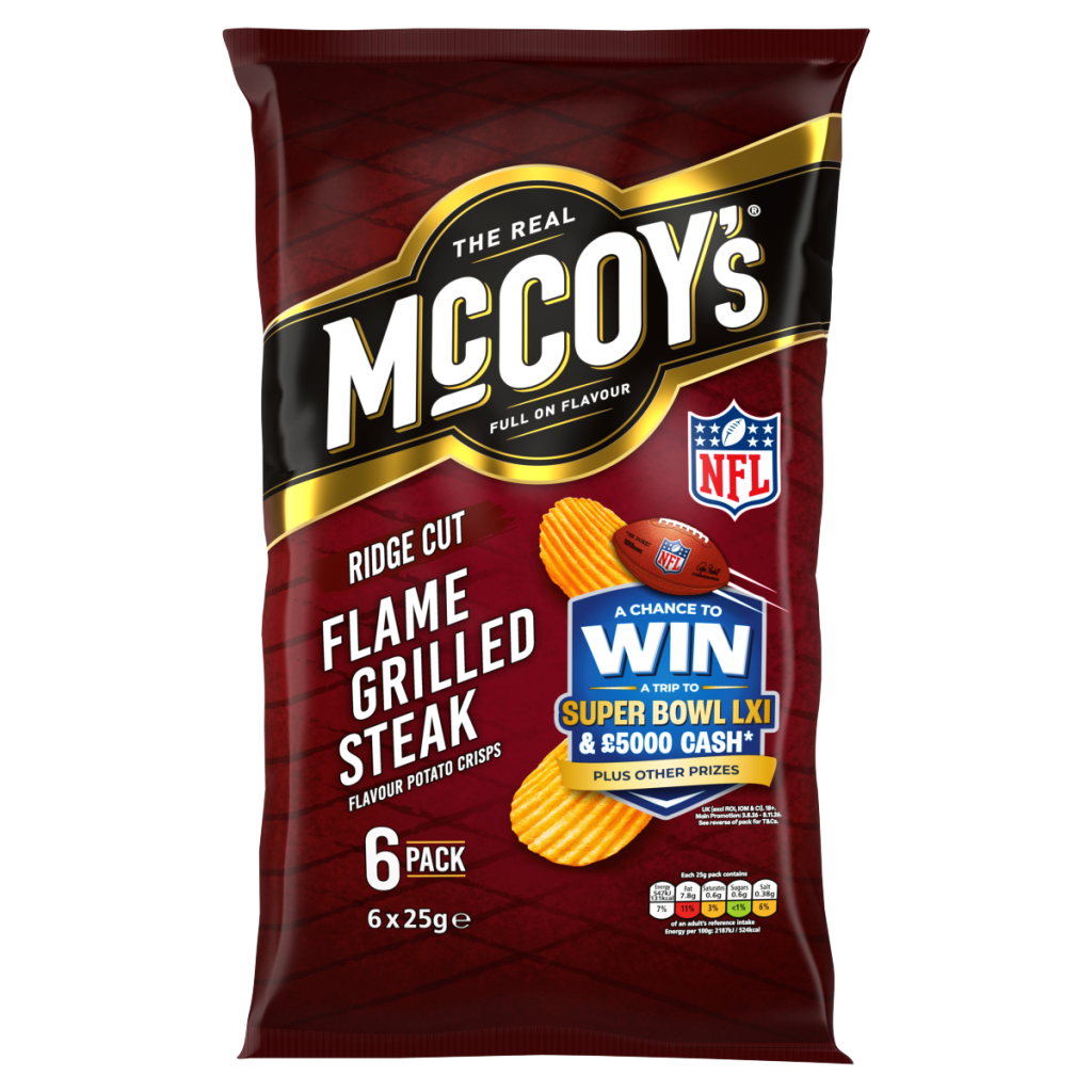 McCoy’s Ride Cut Flame Grilled Steak Flavour Potato Crisps 6 x 25g