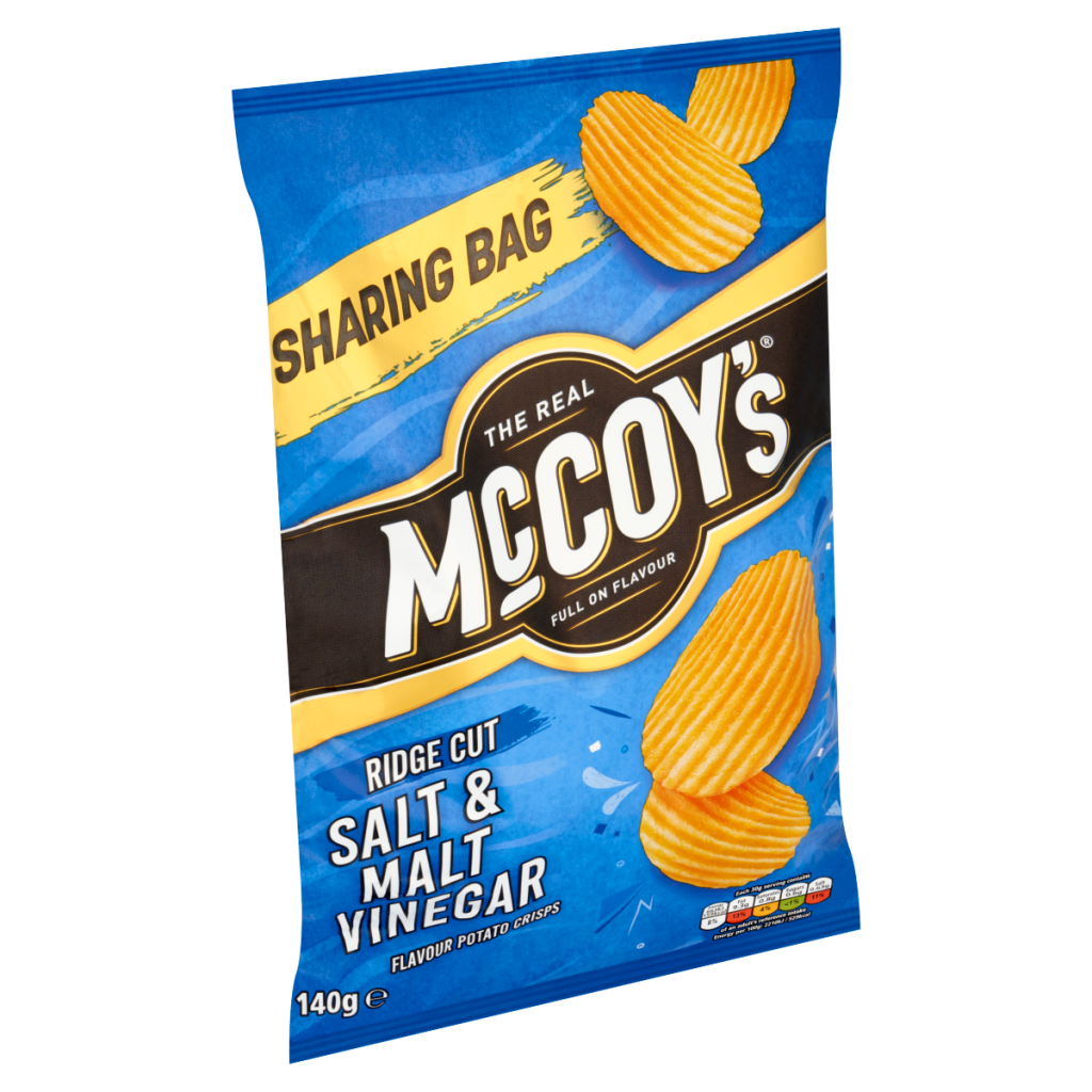 McCoy’s Ridge Cut Salt & Malt Vinegar Flavour Potato Crisps 140g