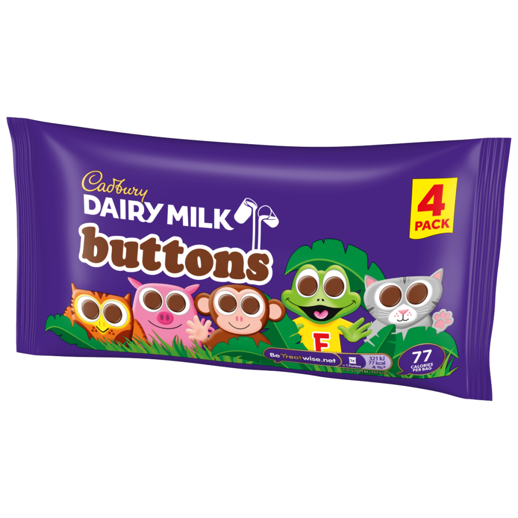 Cadbury Dairy Milk Chocolate Buttons 4 Pack Multipack 57.6g (4 x 14.4g)