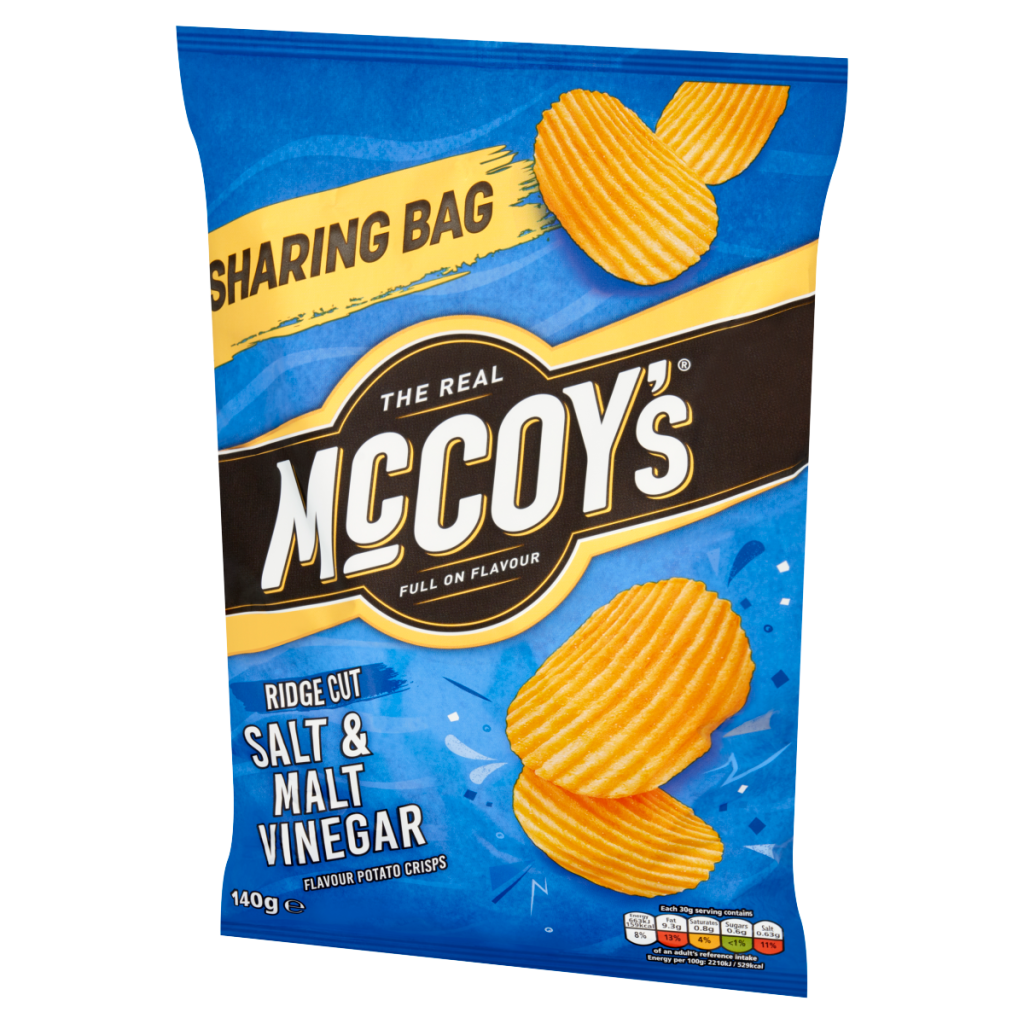 McCoy’s Ridge Cut Salt & Malt Vinegar Flavour Potato Crisps 140g