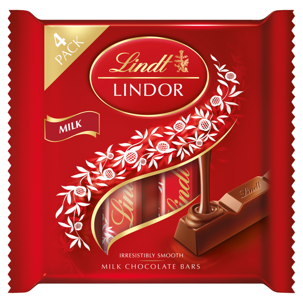 Lindt Lindor Milk Chocolate Bars Multipack 4 x 25g