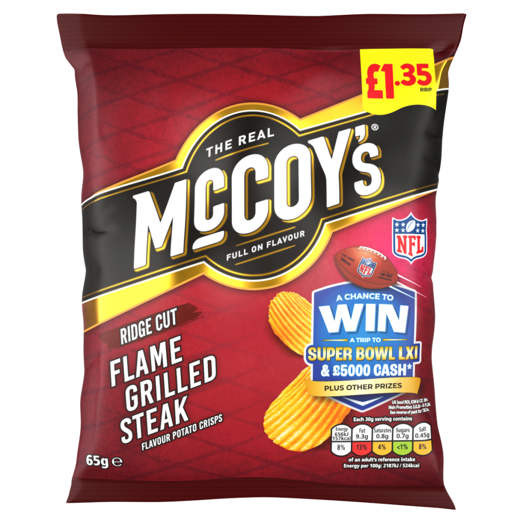 McCoy’s Ridge Cut Flame Grilled Steak Flavour Potato Crisps 65g
