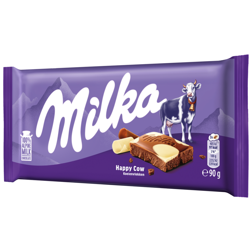 Milka Happy Cow Milk & White Chocolate Bar 90g