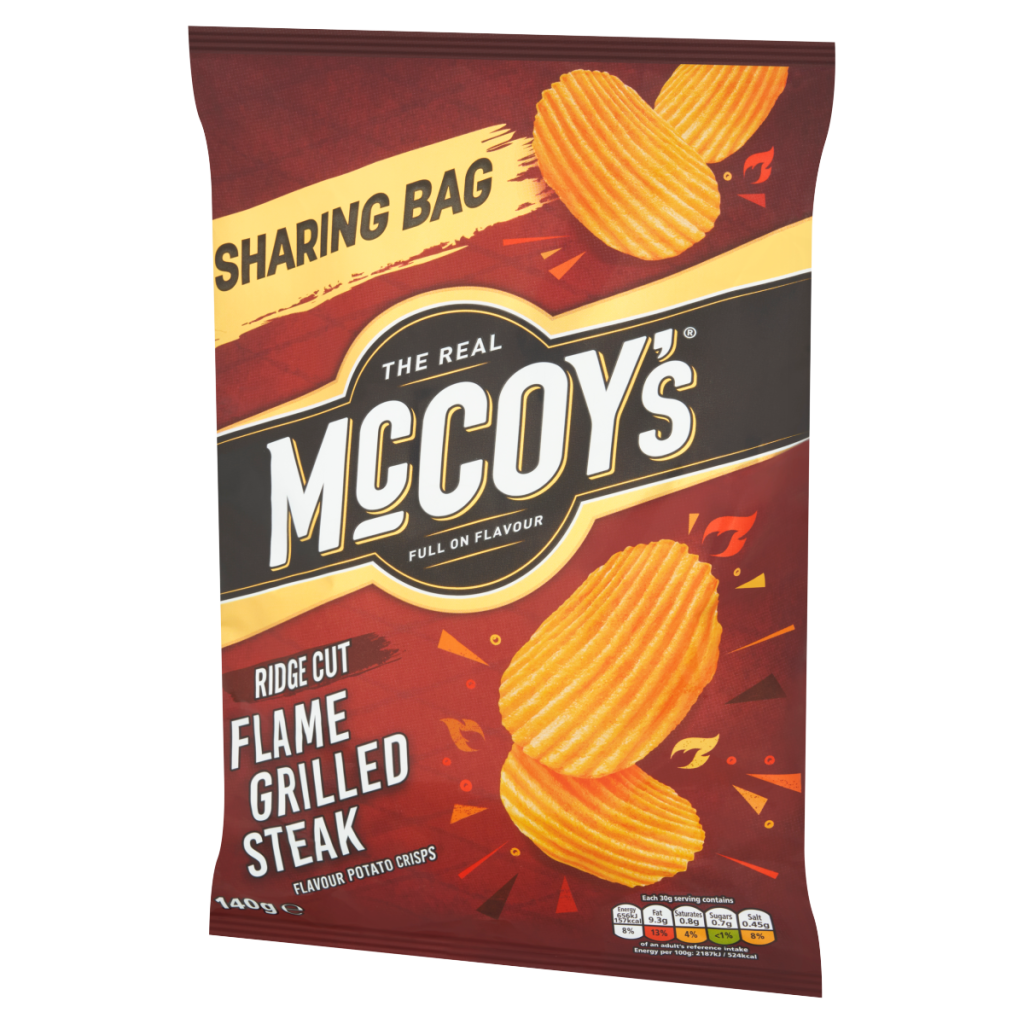 McCoy’s Ridge Cut Flame Grilled Steak Flavour Potato Crisps 140g