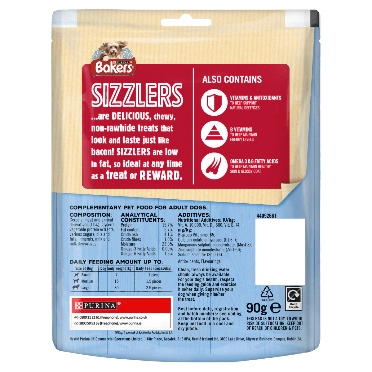 Bakers Dog Treats Bacon Sizzlers 90g