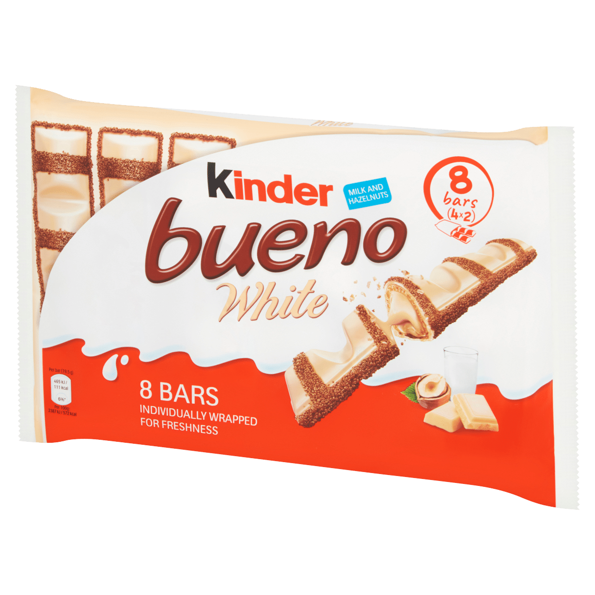 Kinder Bueno White Milk and Hazelnuts Bars 4 x 39g (156g)