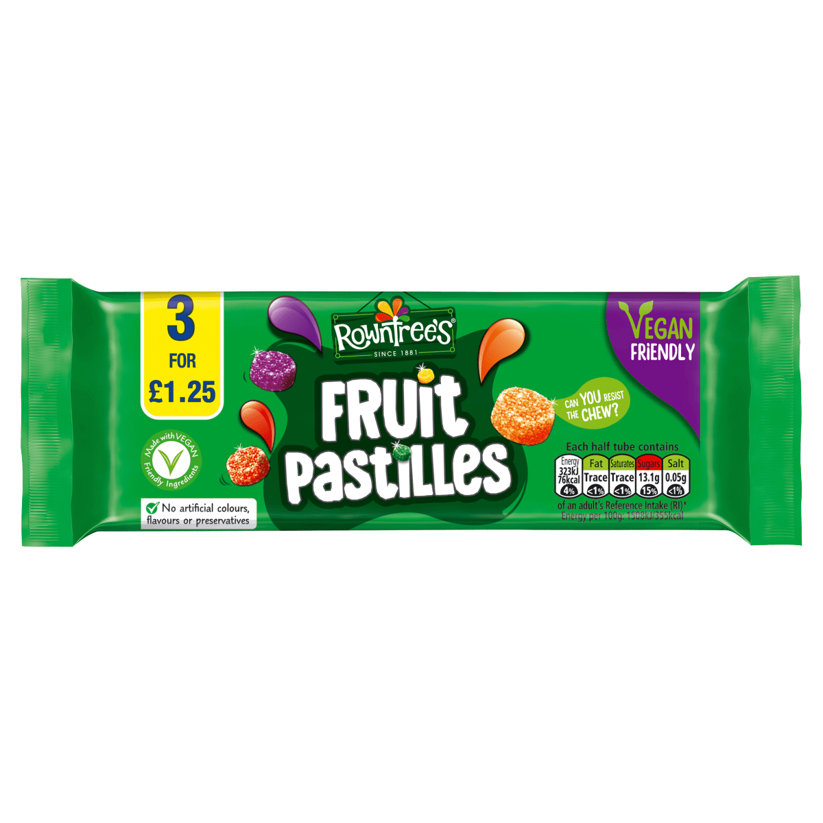 Rowntrees Fruit Pastilles 3 x 42.8g (128.4g)