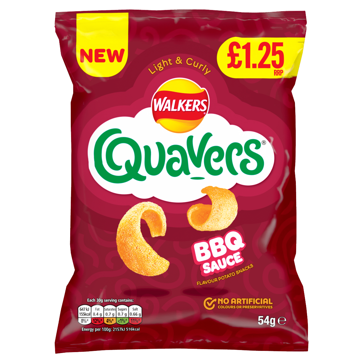 Walkers Quavers BBQ Snacks Crisps RRP PMP £1.25 54g