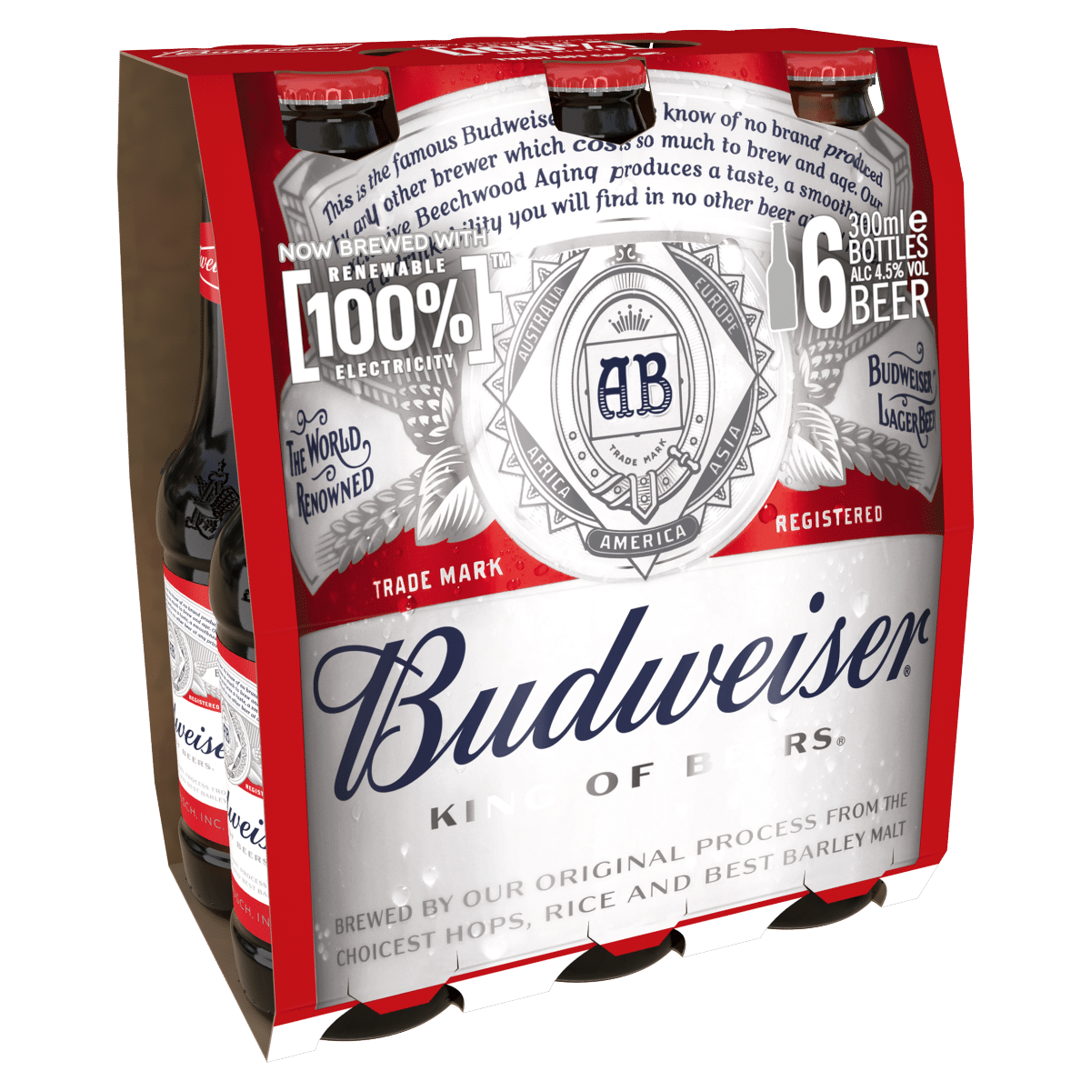Budweiser Lager Beer Bottles 6 x 300ml