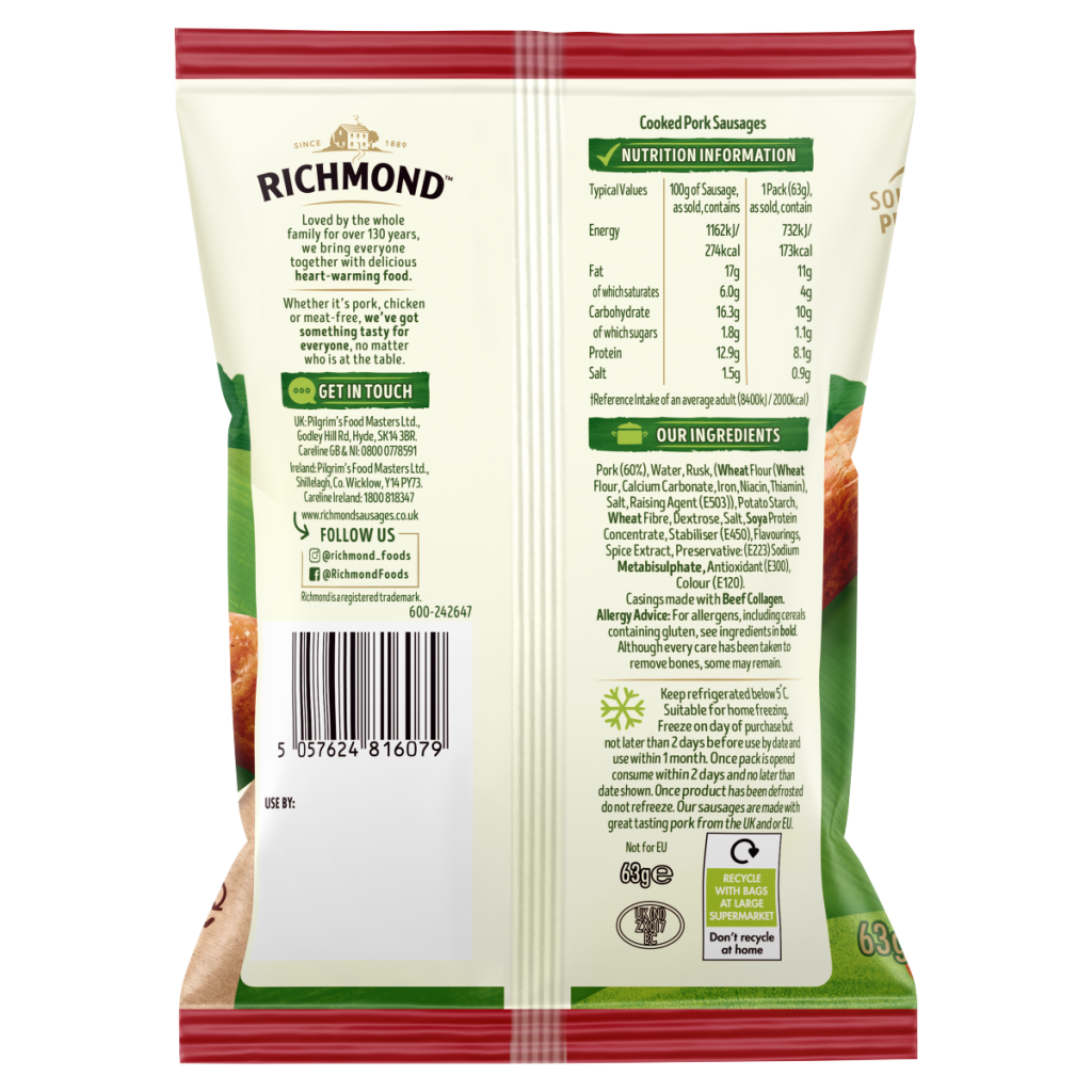 Richmond Minis Pork Sausages 63g