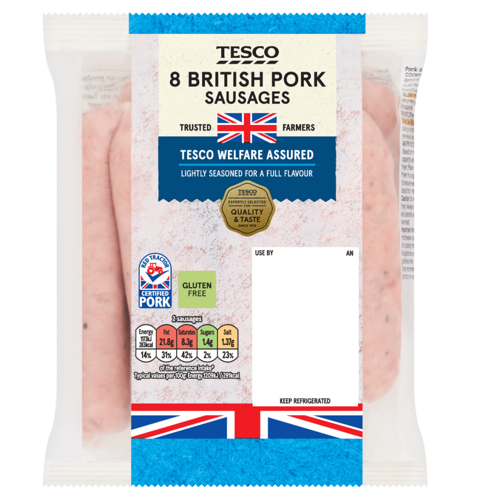 Tesco 8 British Pork Sausages 454g