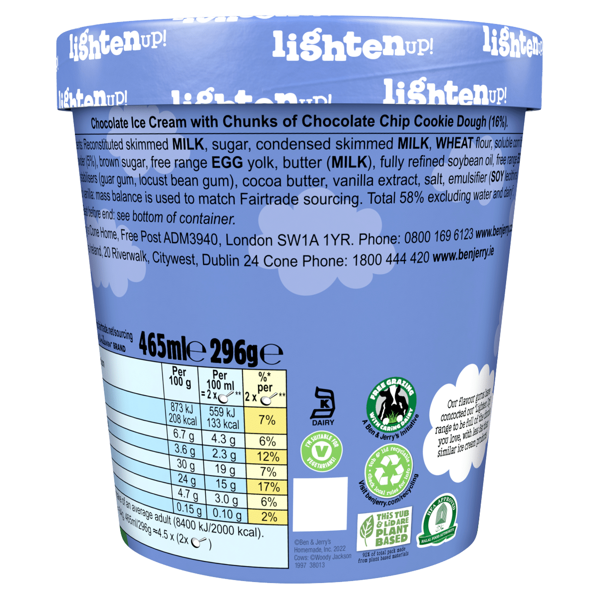 Ben & Jerry’s Lighten Up Chocolate Cookie Dough Light Ice Cream 465ml