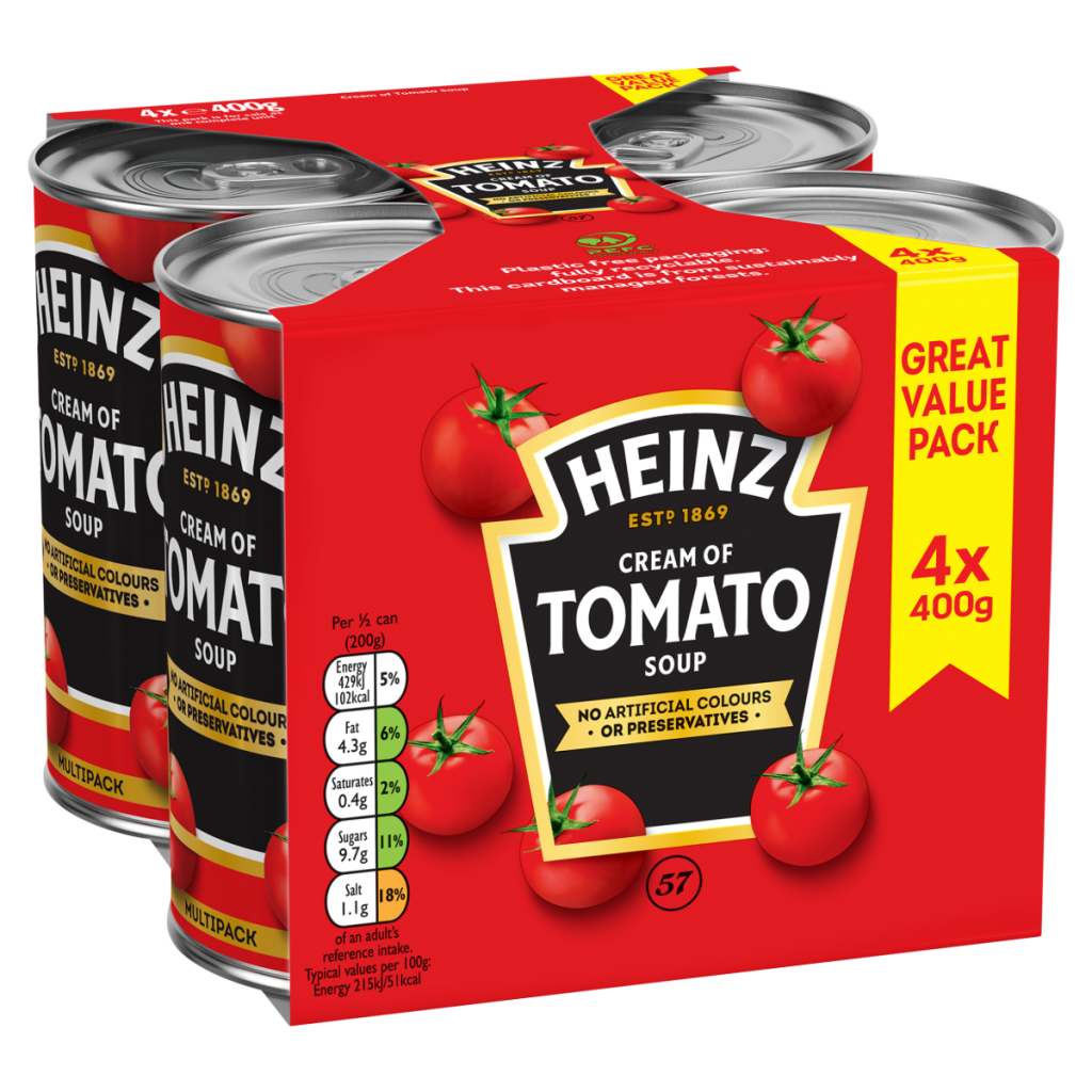 Heinz Cream of Tomato Tinned Soup 4 x 400g