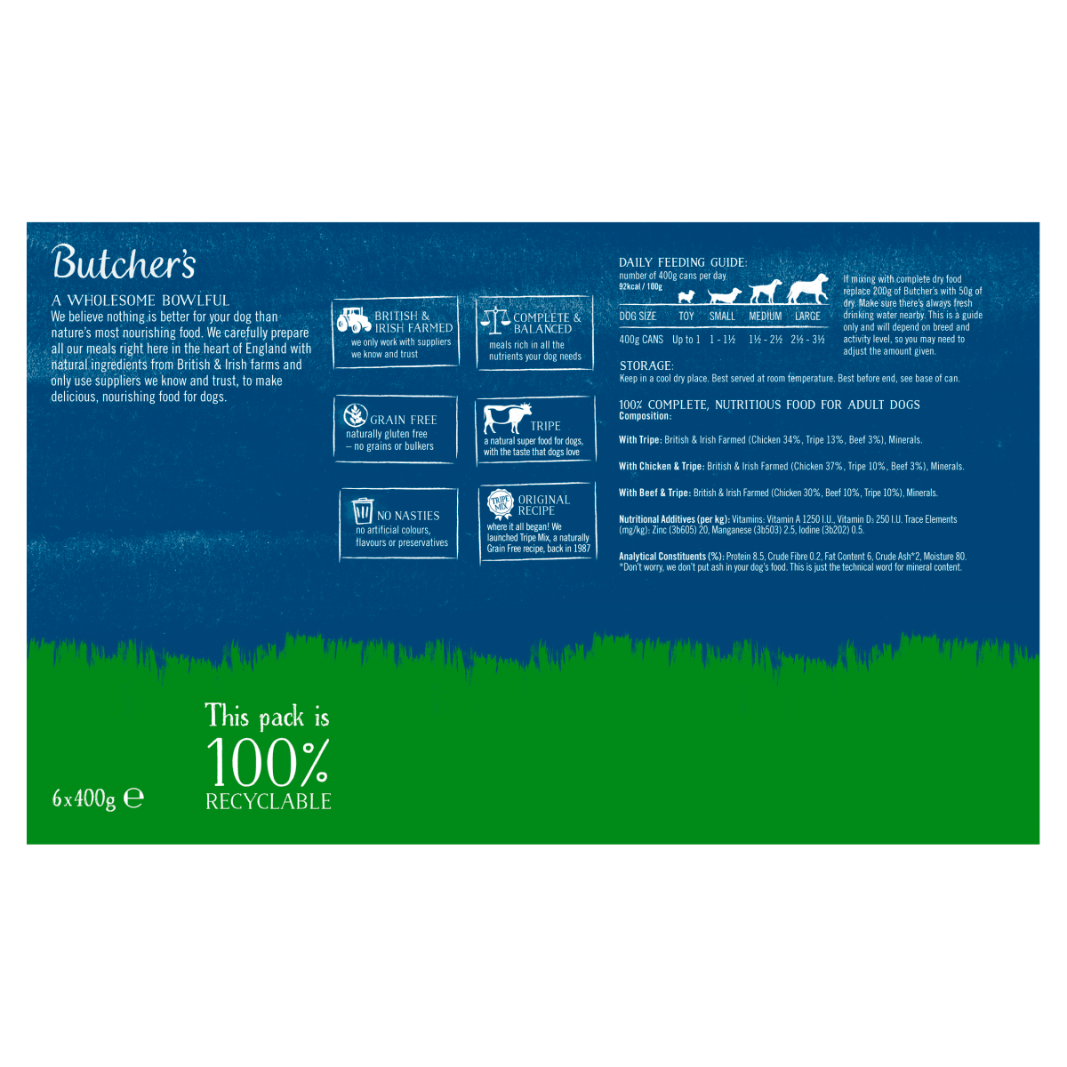 Butcher’s Tripe Loaf Recipes Wet Dog Food Tins 6 x 400g