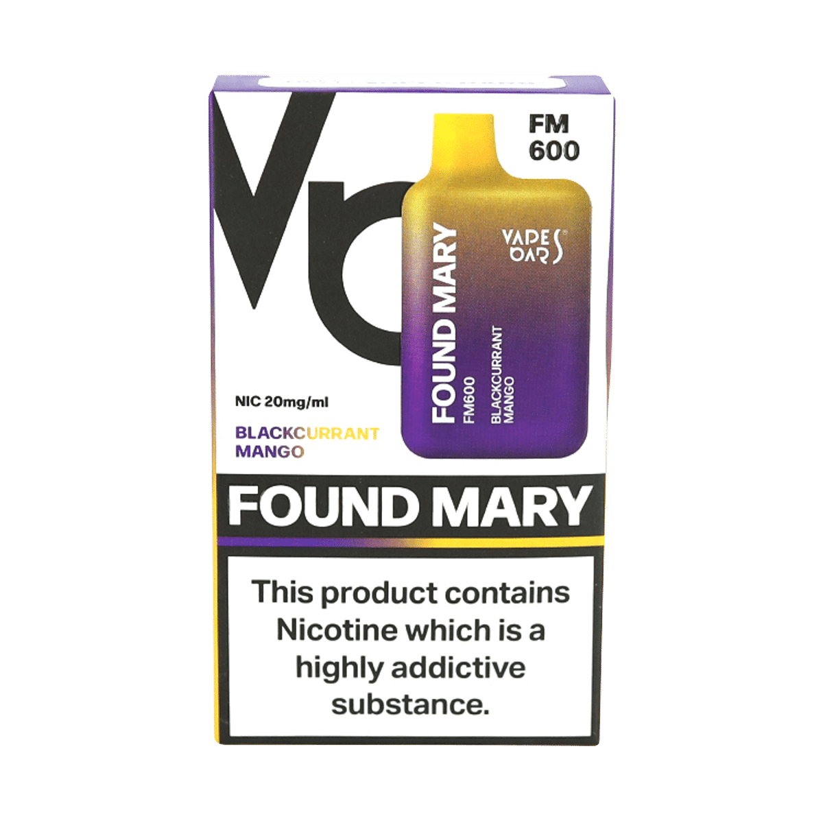 Vapes Bars Found Mary FM600 Blackcurrant Mango 20mg/ml