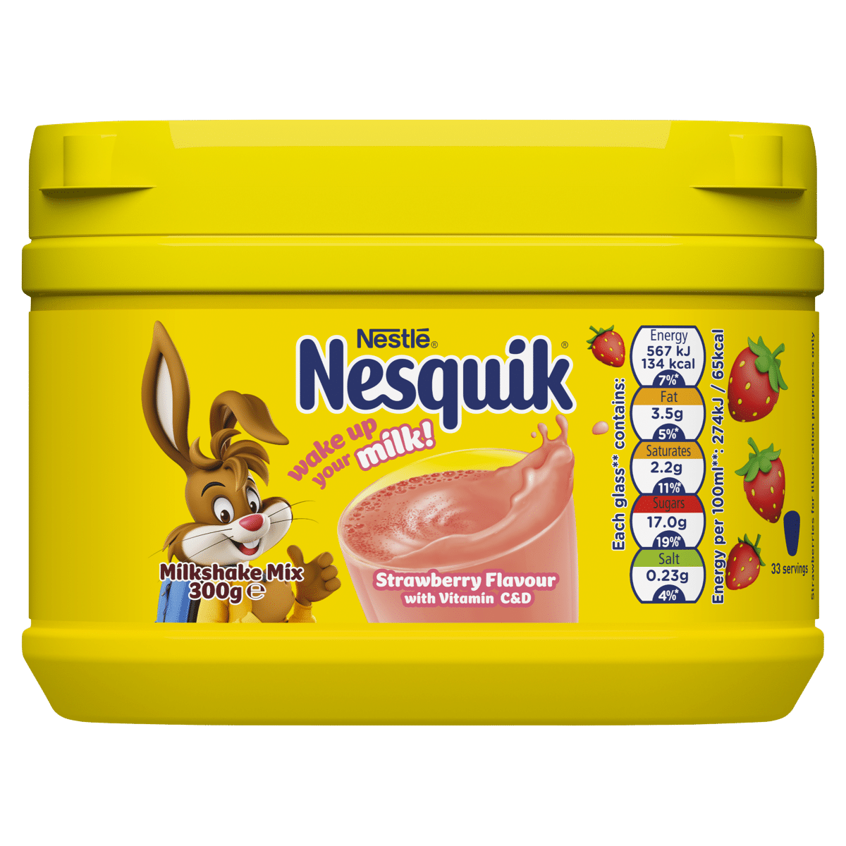 Nesquik Strawberry Flavour with Vitamin C&D Milkshake Mix 300g