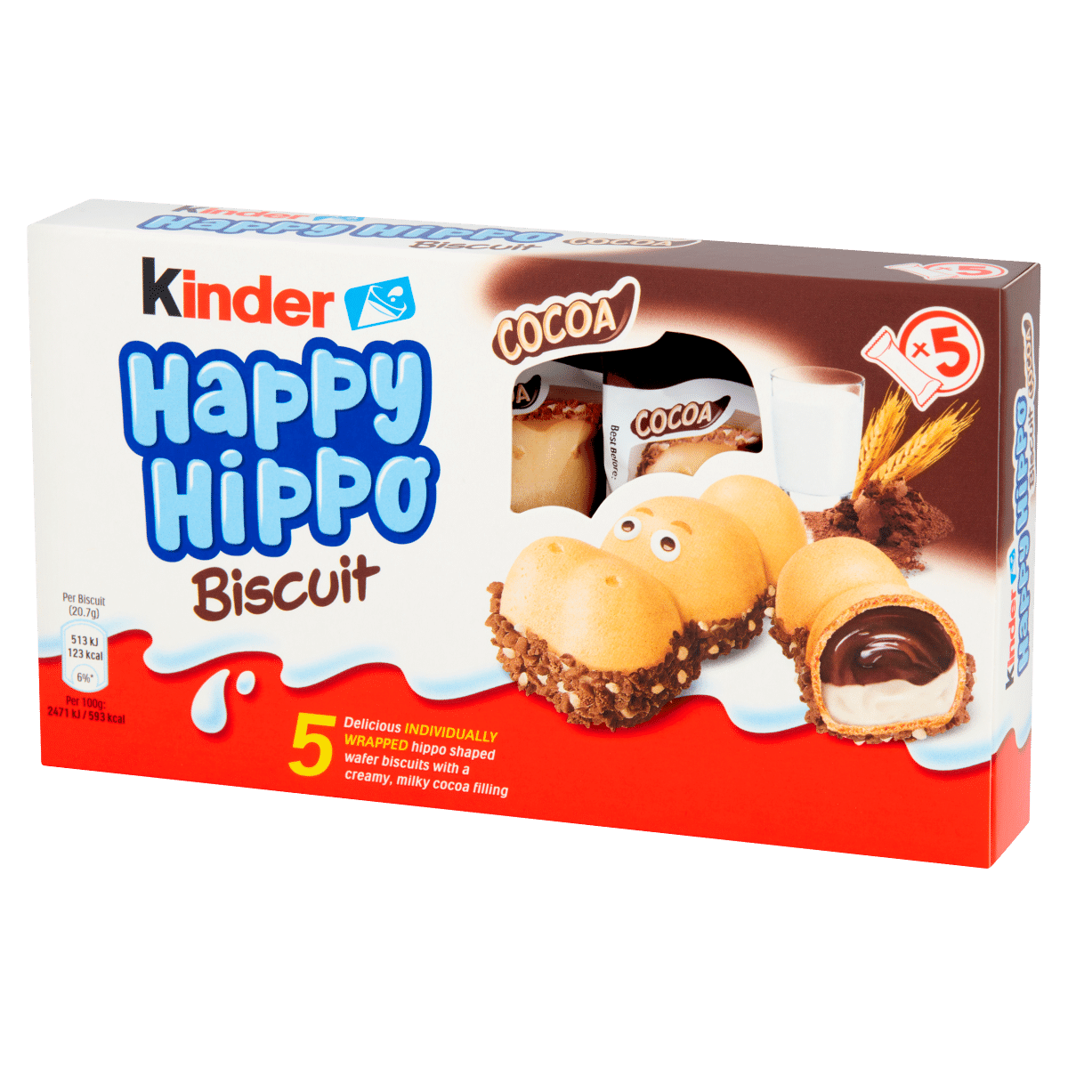 Kinder Happy Hippo Chocolate Cream Biscuits Multipack 5 x 20.7g (103g)