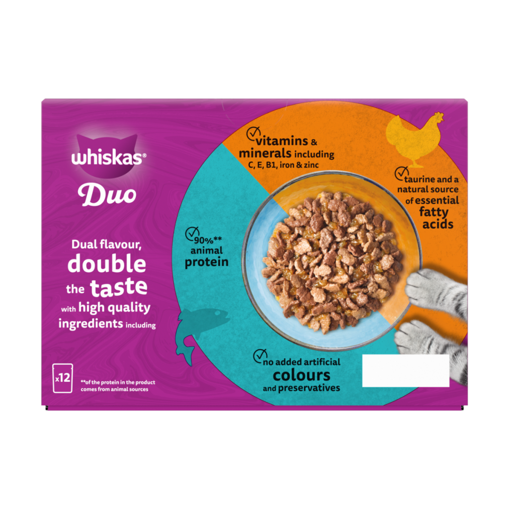 WHISKAS 1+ DUO Surf & Turf Wet Cat Food Pouches in Jelly 12 x 85g