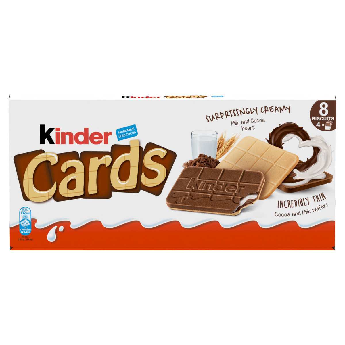 Kinder Cards Incredibly Thin Cocoa and Milk Wafers 8 x 12.8g (102.4g)