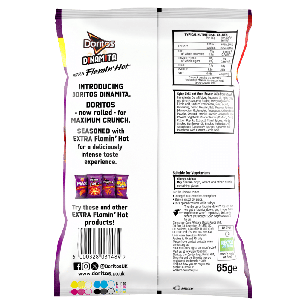 Doritos Dinamita Extra Flamin’ Hot Crisps PMP 65g RRP £1.25