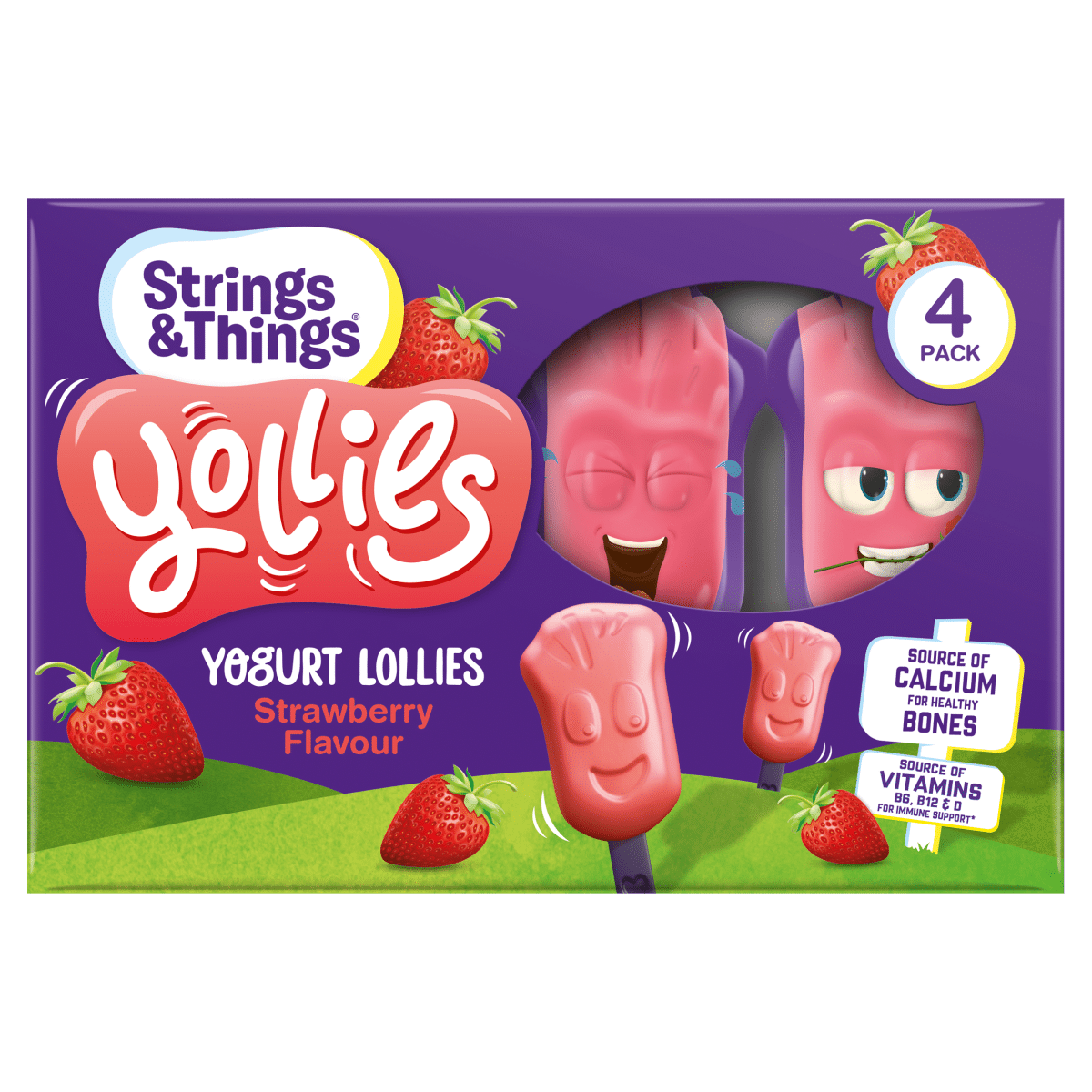 Strings & Things Yollies Yogurt Lollies Strawberry Flavour 4 x 25g (100g)