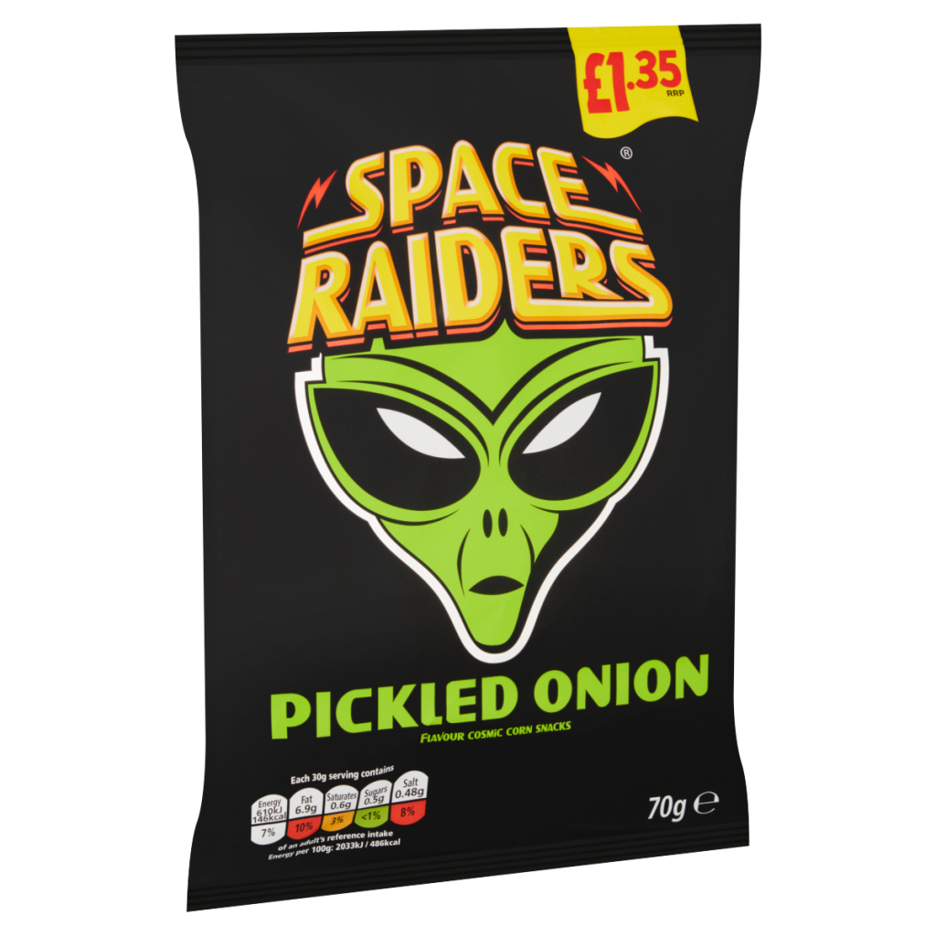 Space Raiders Pickled Onion Flavour Cosmic Corn Snacks 70g