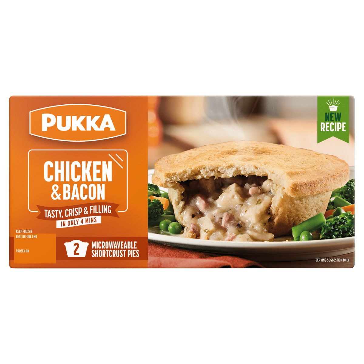 Pukka 2 Chicken & Bacon Microwaveable Shortcrust Pies