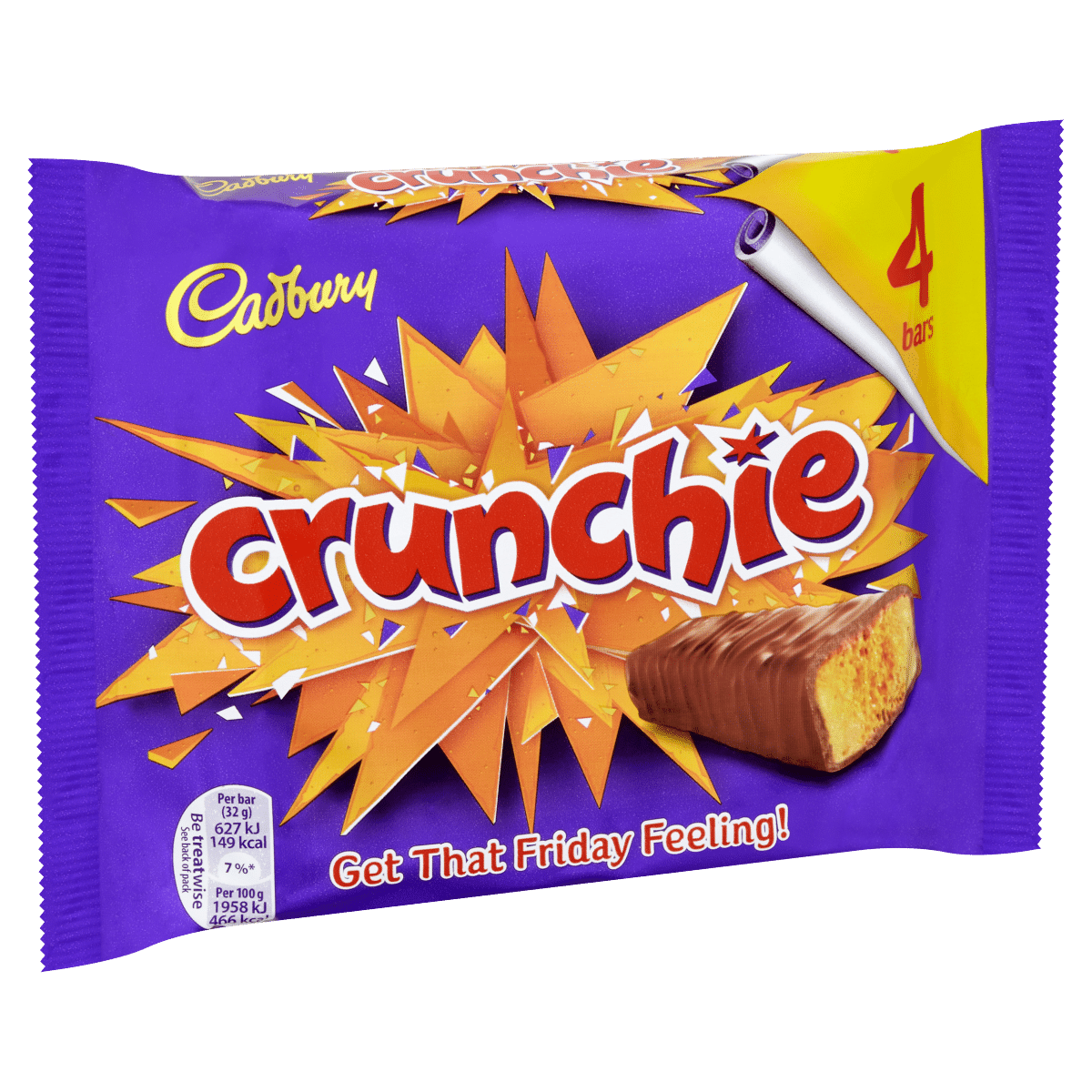 Cadbury Crunchie Chocolate Bar 4 Pack 128g