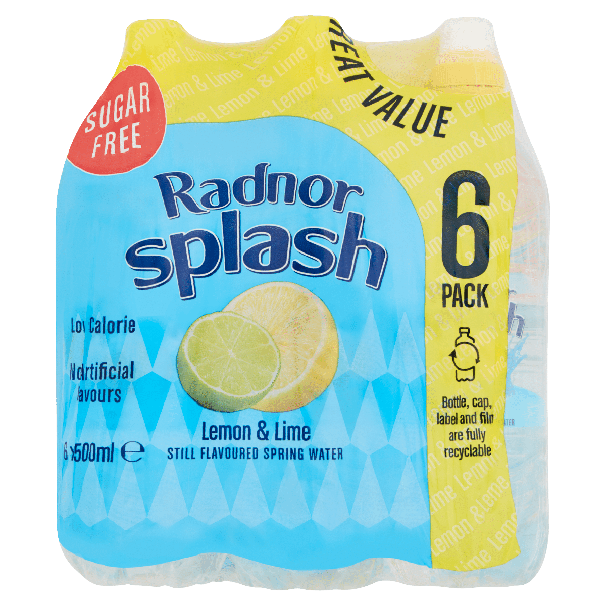 Radnor Splash Lemon & Lime Still Flavoured Spring Water 6 x 500ml