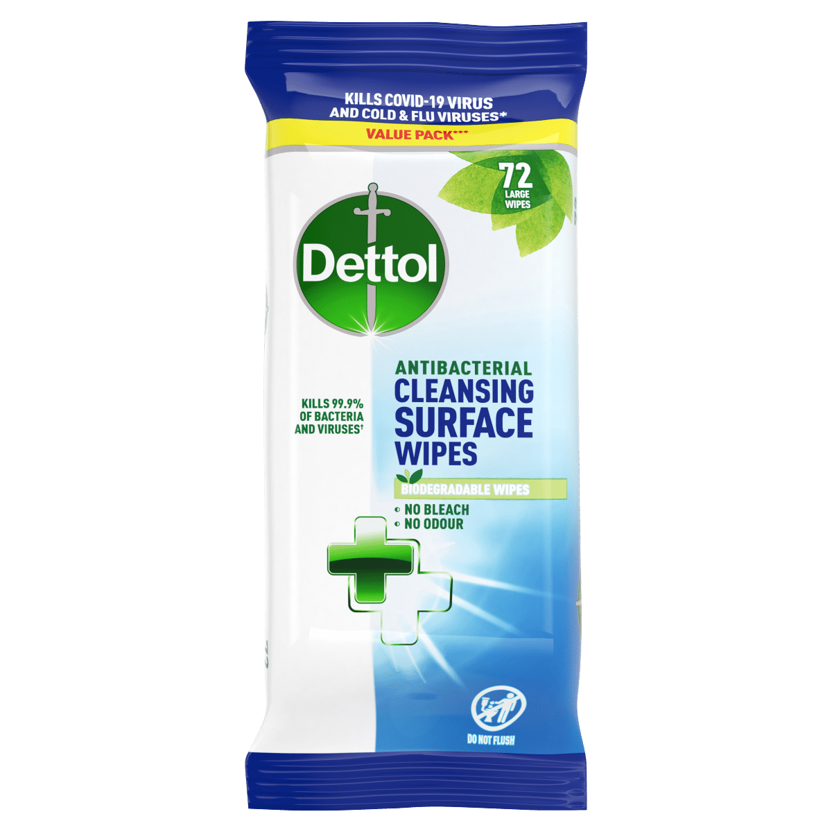 Dettol Antibacterial Cleansing Surface Wipes 72 Large Wipes