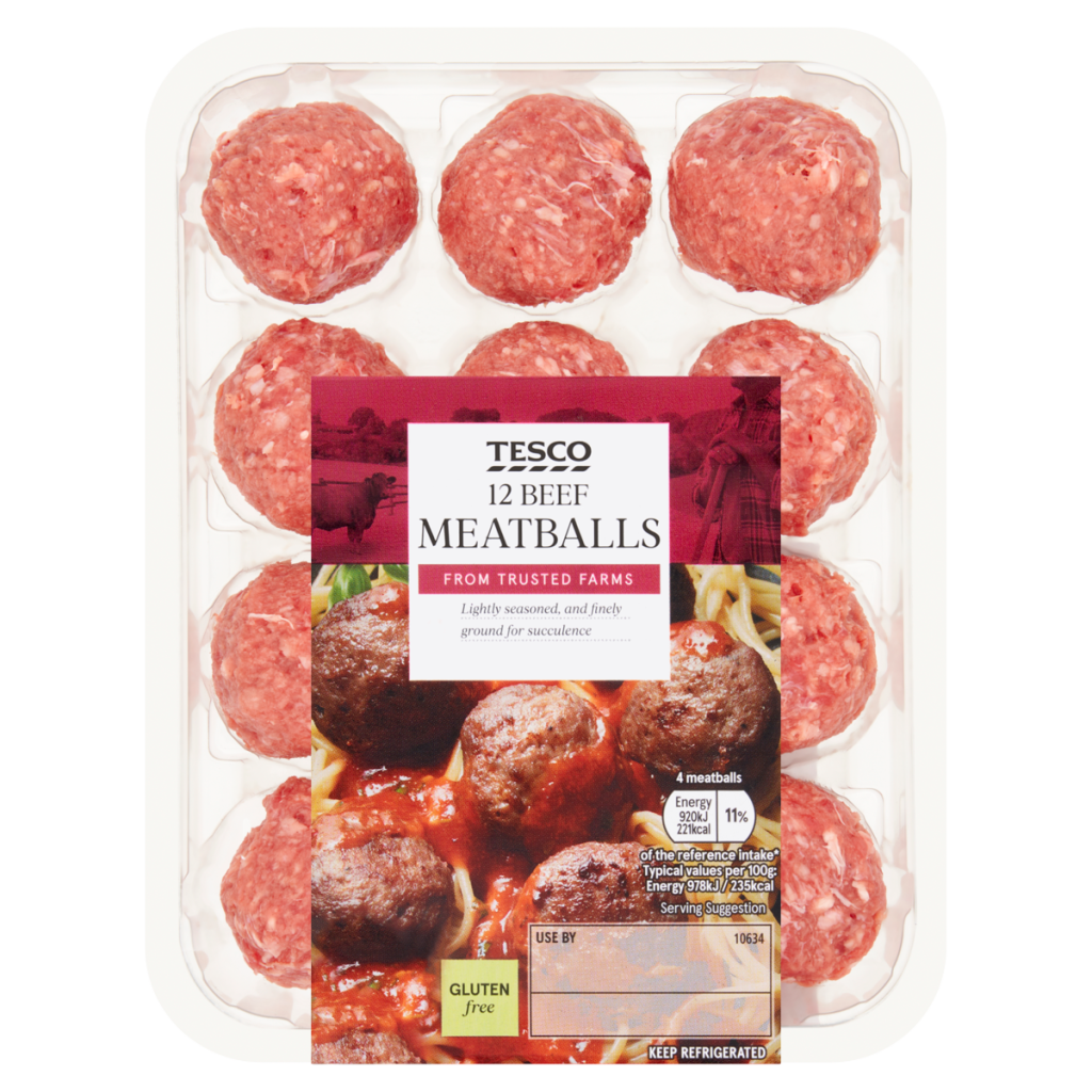 Tesco 12 Beef Meatballs 336g