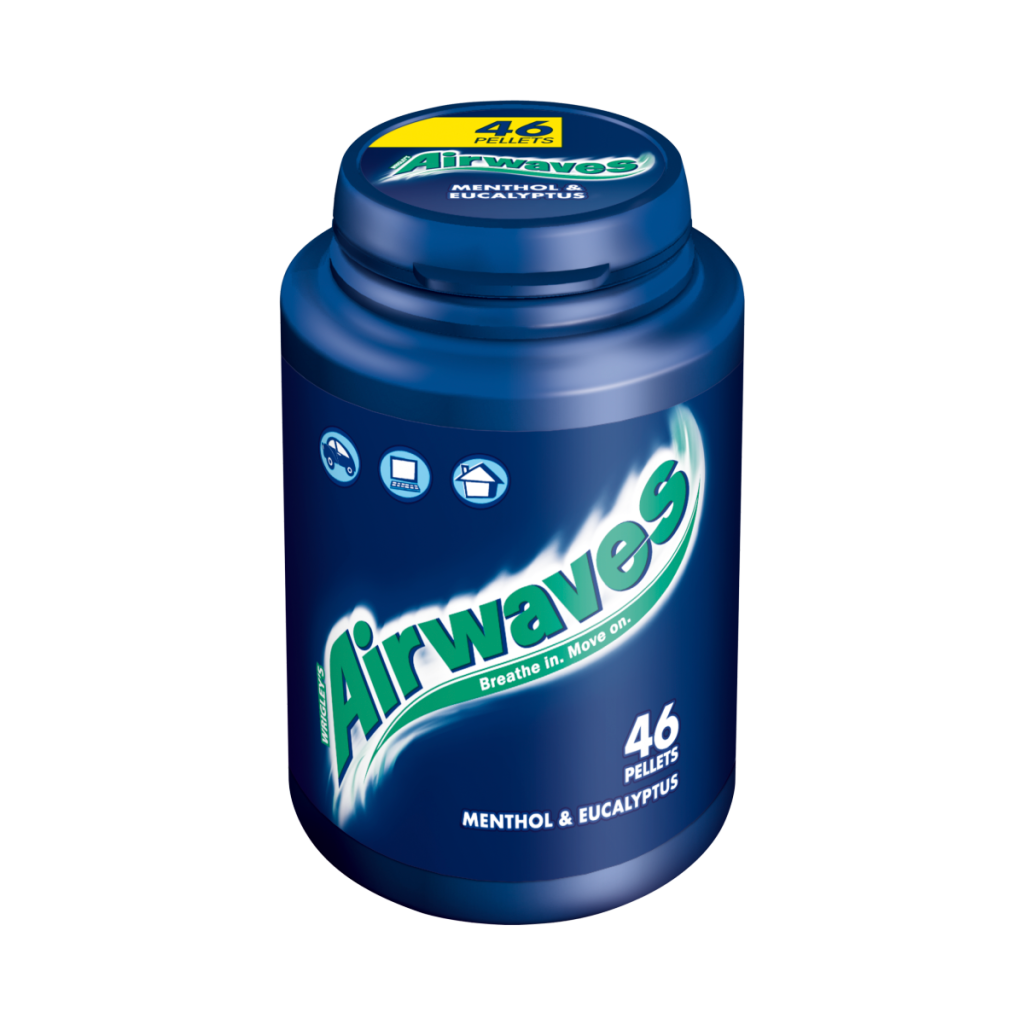 Airwaves Menthol & Eucalyptus Sugar Free Chewing Gum Bottle 46 Pieces