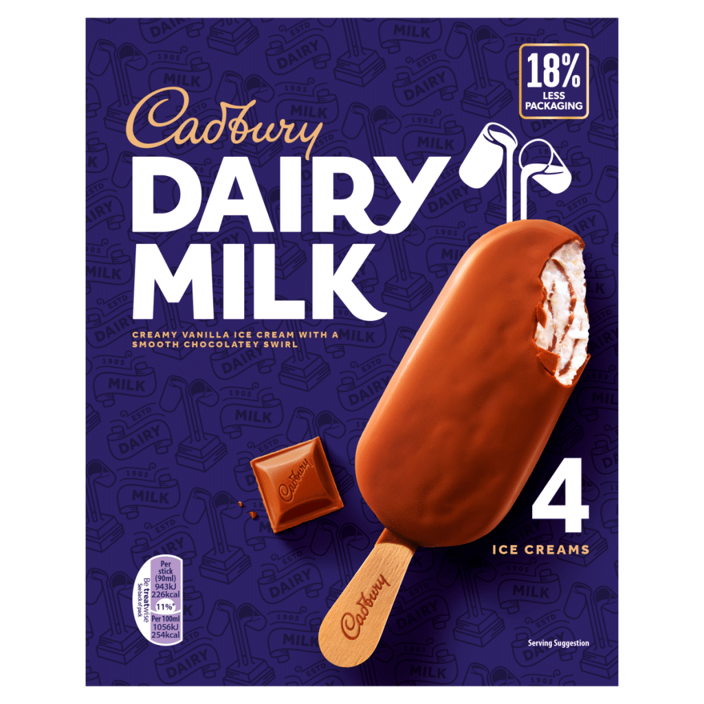 Cadbury Dairy Milk Ice Creams 4 x 90ml (360ml)