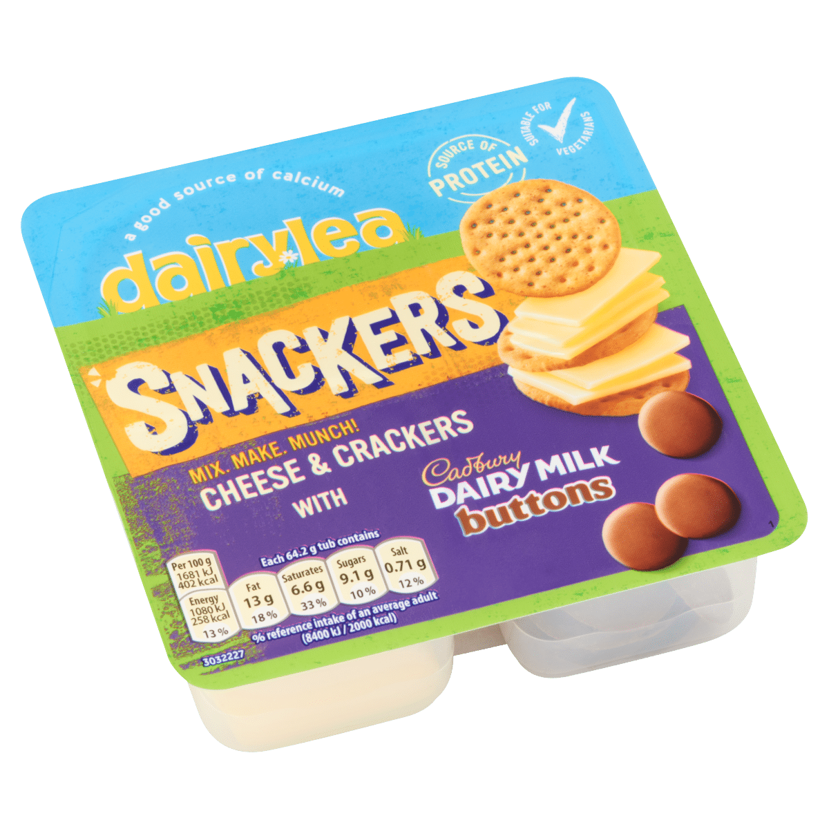 Dairylea Snackers Cheese & Crackers with Cadbury Dairy Milk Buttons 64.2g