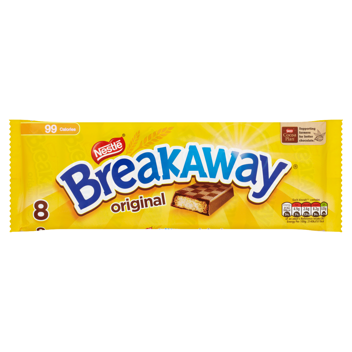 Breakaway Milk Chocolate Biscuit Bar Multipack 8 Pack