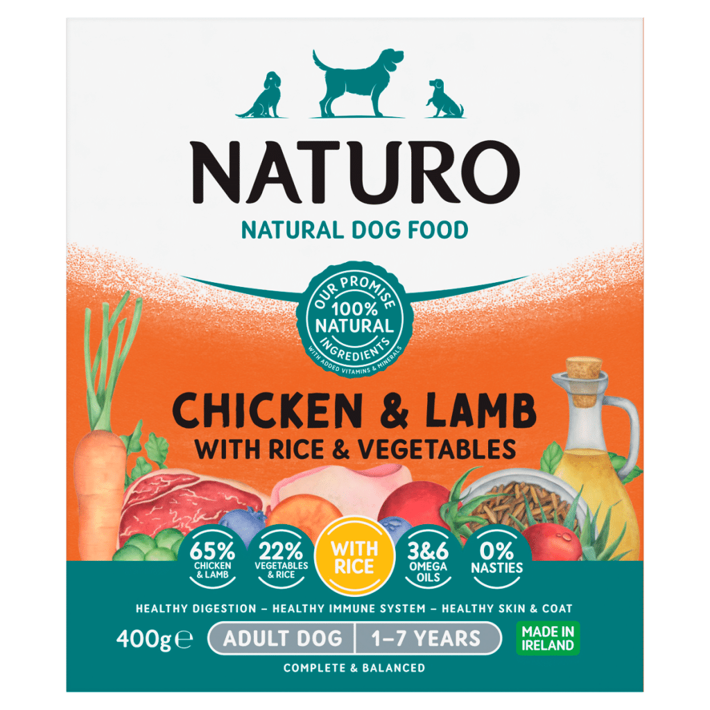 Naturo Natural Dog Food Chicken & Lamb with Rice and Vegetables Adult Dog 1 to 7 Years 400g