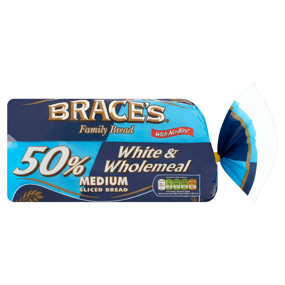 Brace’s Family Bread 50% White & Wholemeal Medium Sliced Bread 800g