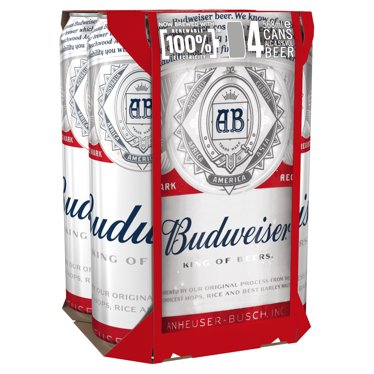 Budweiser Beer Cans  4 x 568ml