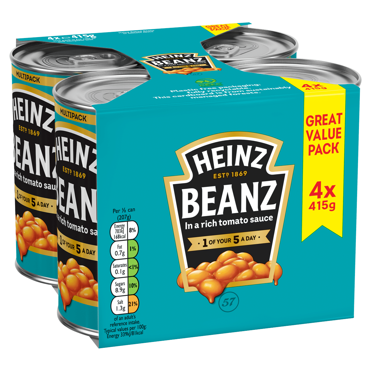 Heinz Beanz in a Rich Tomato Sauce 4 x 415g