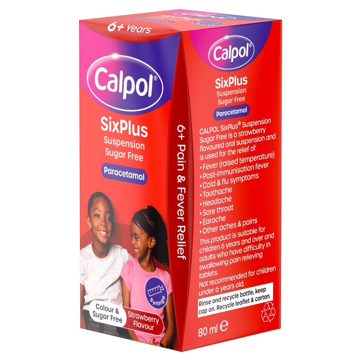 Calpol SixPlus Sugar-Free Suspension Paracetamol 6+ Years 80ml