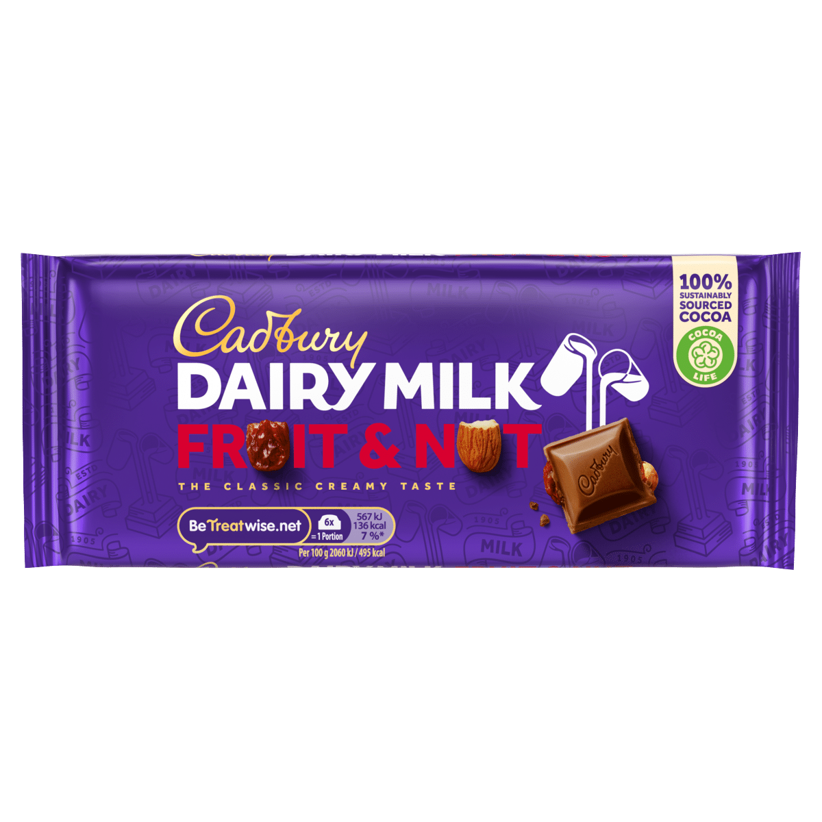 Cadbury Dairy Milk Fruit and Nut Chocolate Bar 110g