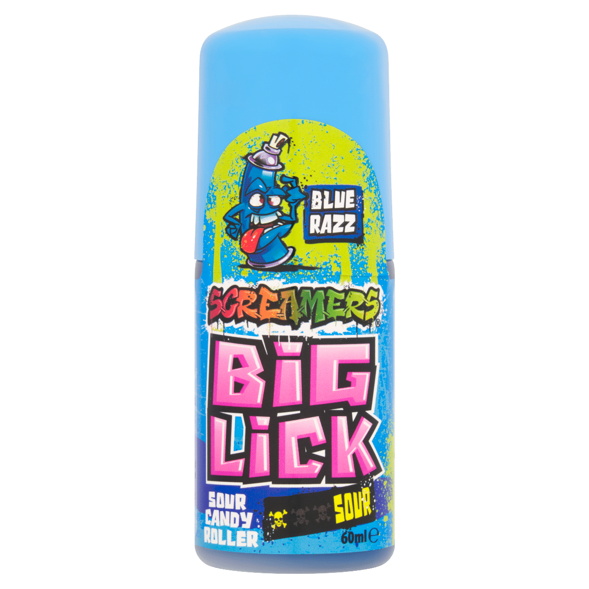 Zed Candy Screamers Blue Razz Big Lick Sour Candy Roller 60ml
