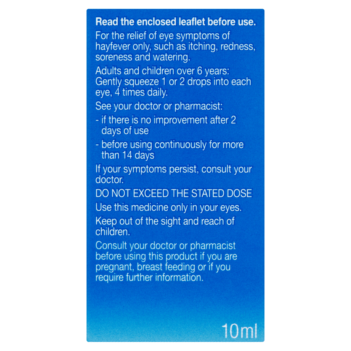 Optrex Hayfever Relief 2% w/v Eye Drops Sodium Cromoglicate 10ml