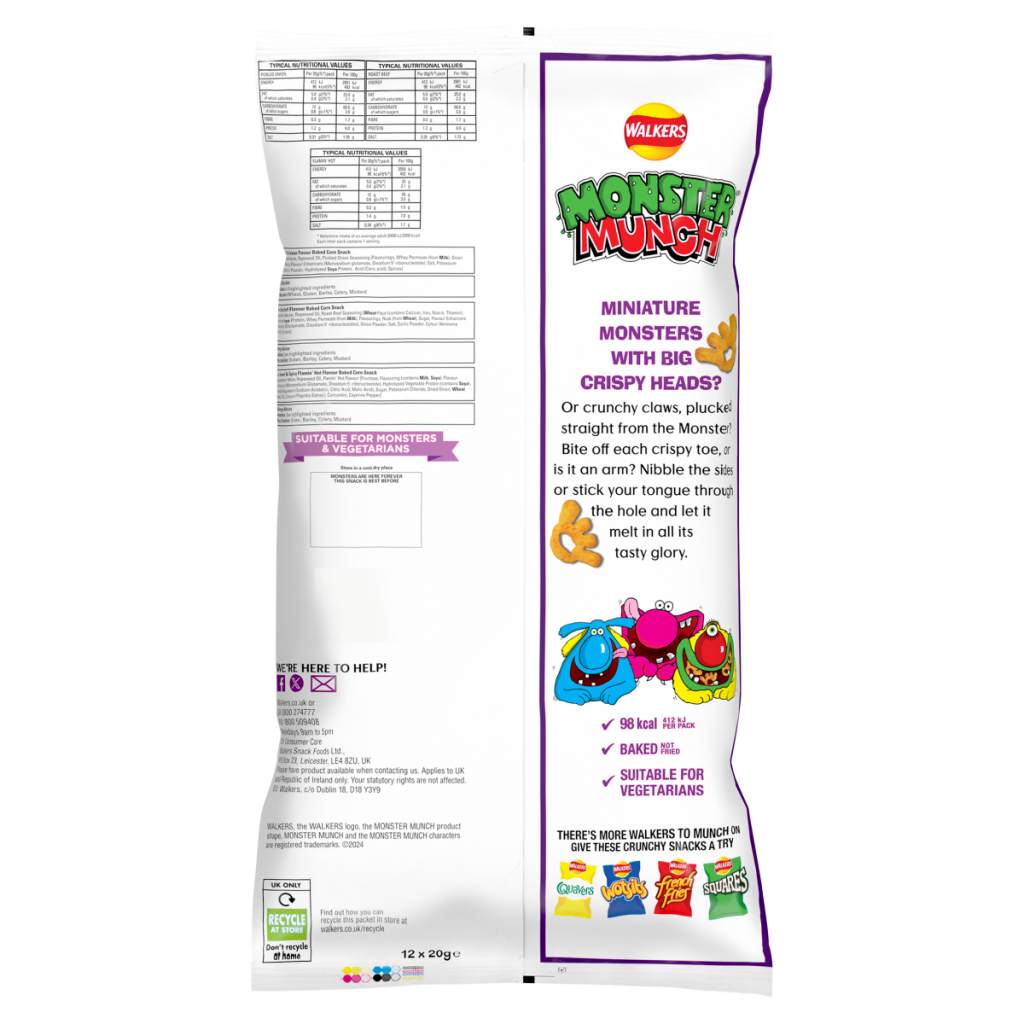 Walkers Monster Munch Flavour Baked Corn Snack 12 x 20g