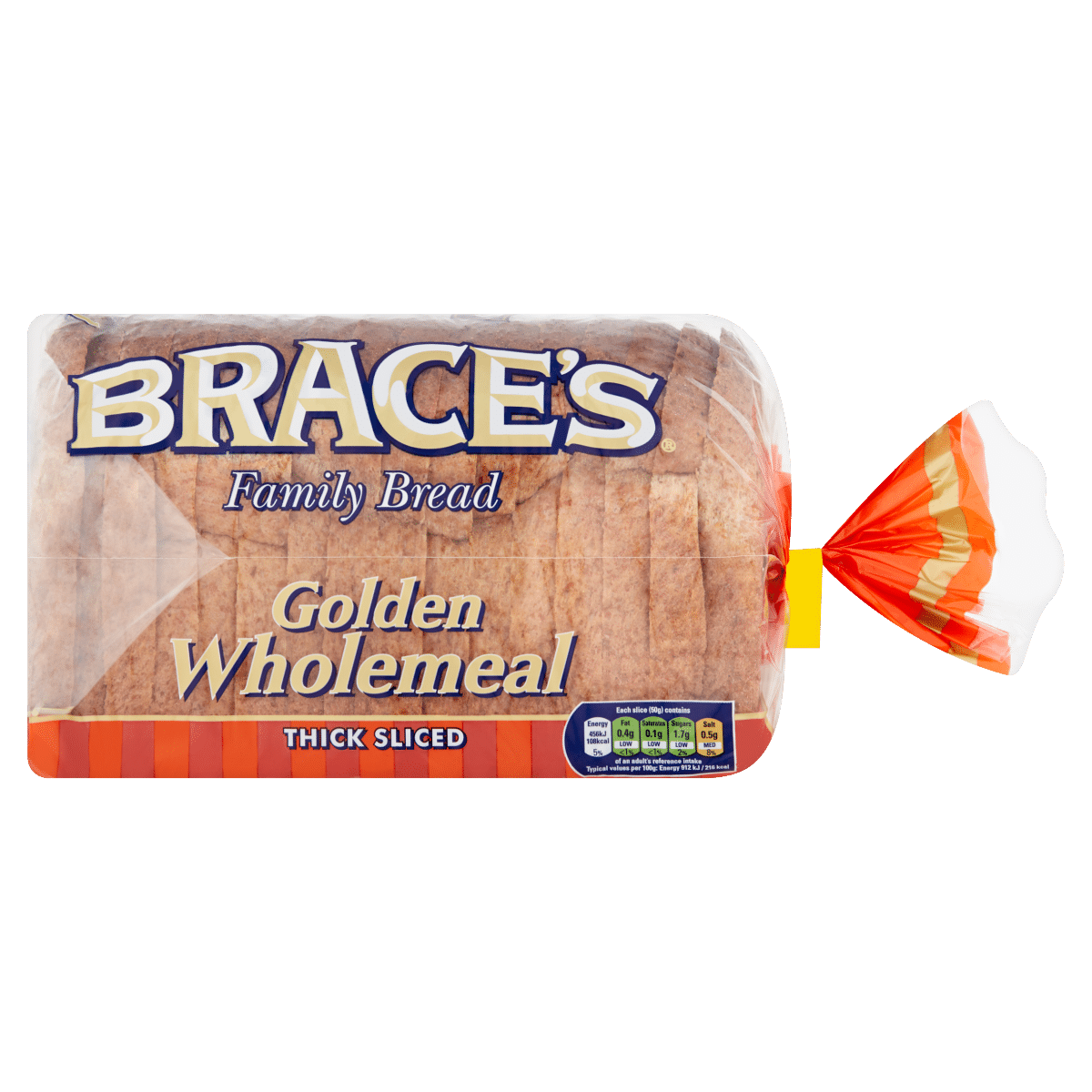Brace’s Family Bread Golden Wholemeal Thick Sliced 800g