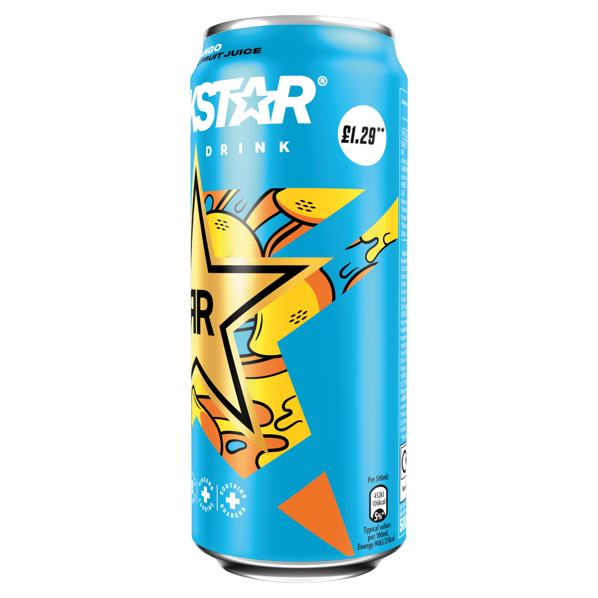 Rockstar Energy Drink Mango with Real Fruit Juice 500ml