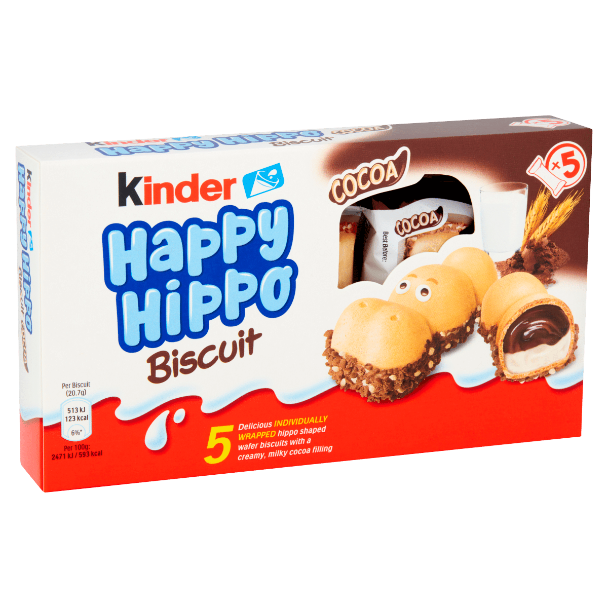 Kinder Happy Hippo Chocolate Cream Biscuits Multipack 5 x 20.7g (103g)