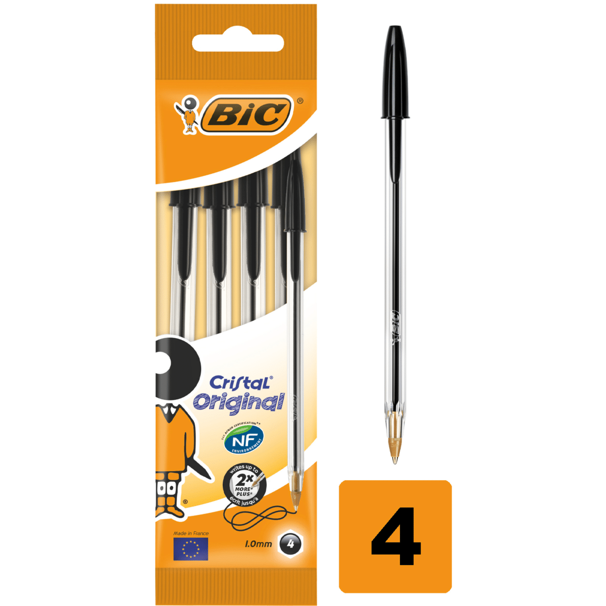 BIC Cristal Original Pens Black x4