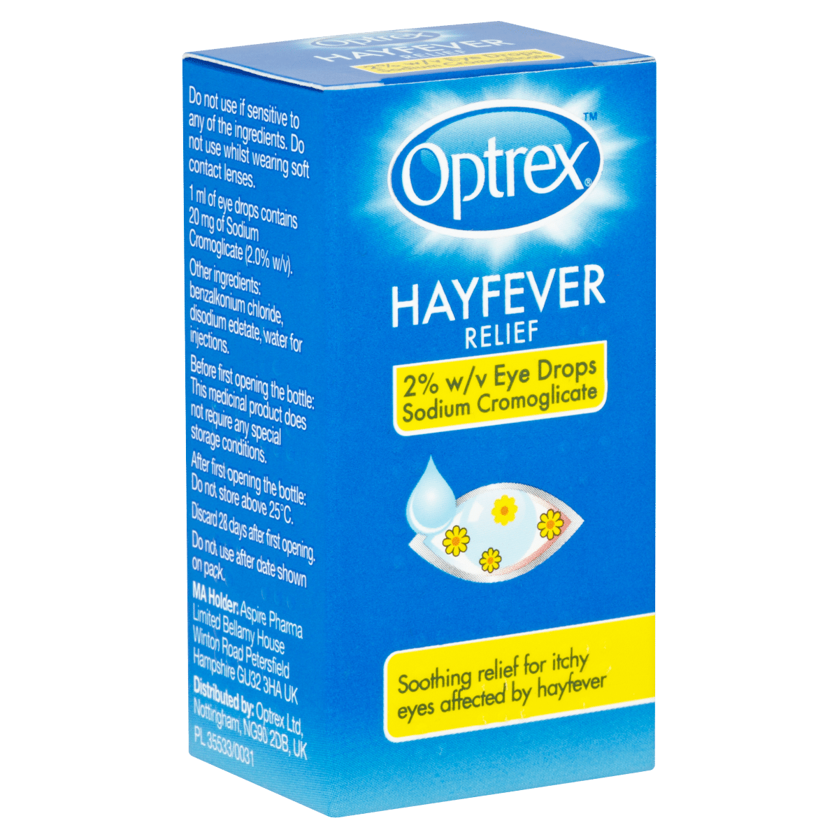 Optrex Hayfever Relief 2% w/v Eye Drops Sodium Cromoglicate 10ml